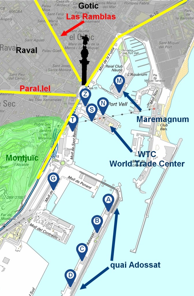 plan port de Barcelone croisière