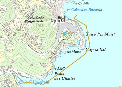 Carte plongée entre Cap sa sal et Aiguafreda begur