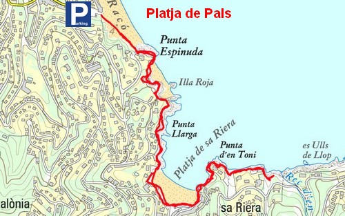 carte chemin de ronde de Playa de Pals