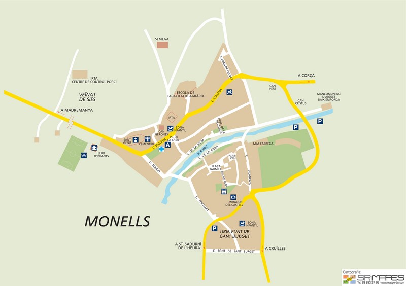 carte plan monells emporda costa brava