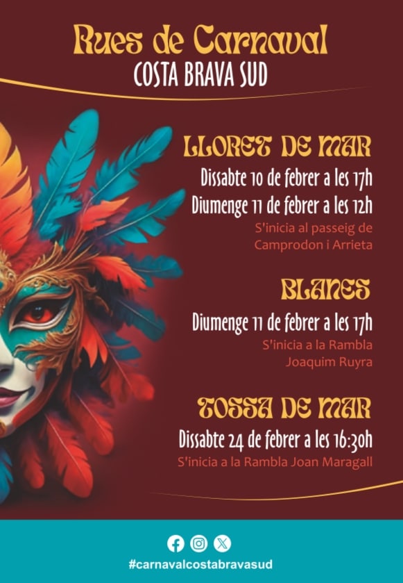 Carnaval Lloret Blanes Tossa de mar Costa Brava sud 2024 affiche